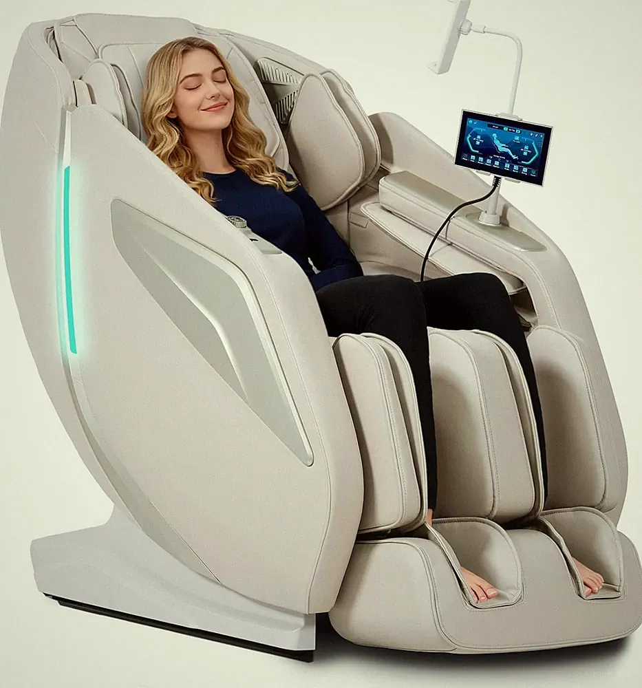 4D Full Body Massage Chair with Heat, Zero Gravity & Voice Control - Beige