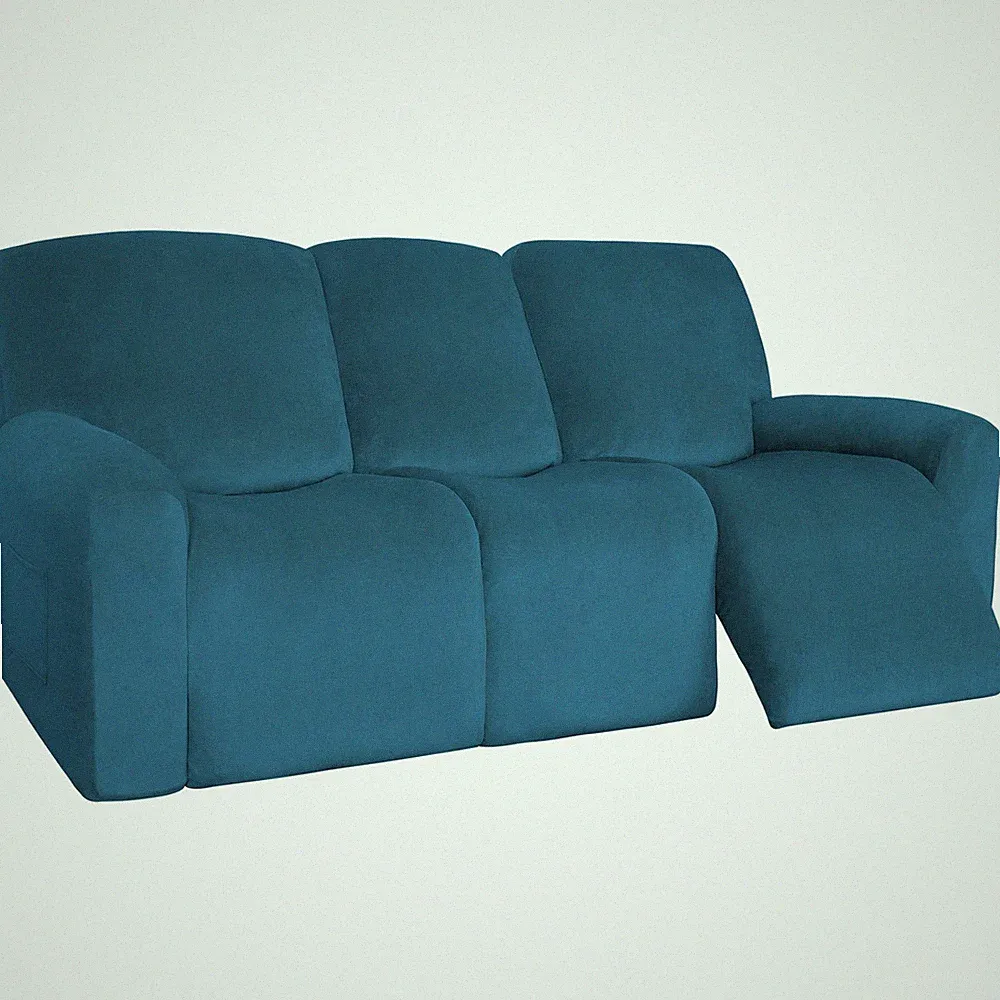 8 Pieces Velvet Recliner Sofa Cover Stretch Reclining Slipcover Couch Cover f...