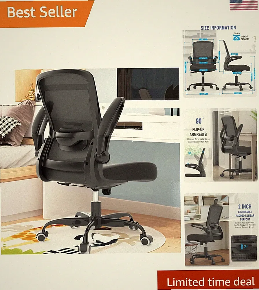 BIFMA Certified Ergonomic Office Chair - Adjustable Lumbar & 135° Recline