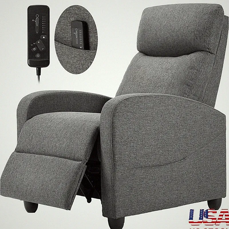 Ergonomic Massage Recliner Gray Chair W/ Padded Seat Relaxation Home Theater New