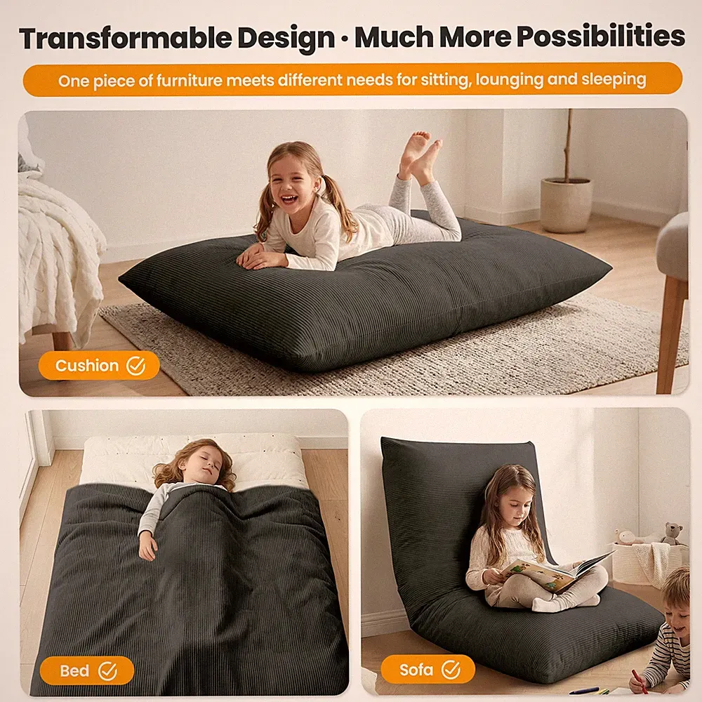 Folding Floor Gaming Chair Pillow Sleeping Sofa Seat Lounger Bed Couch Recliner