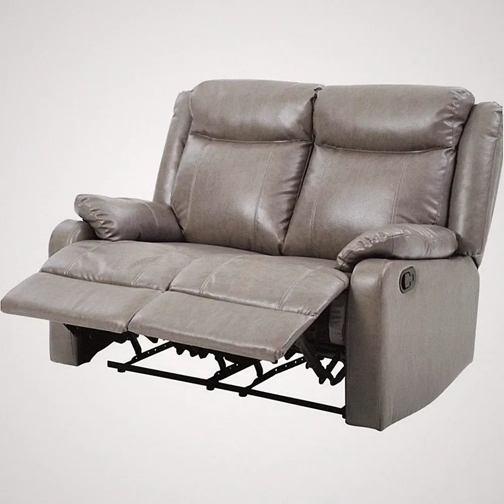 Glory Furniture Ward Faux Leather Double Reclining Loveseat in Gray