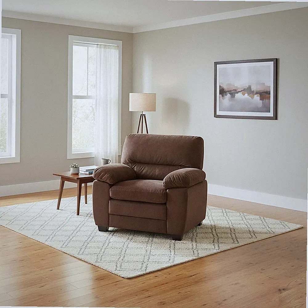 Mid Century Modern Plush Velvet Chair in Walnut Brown - Andres