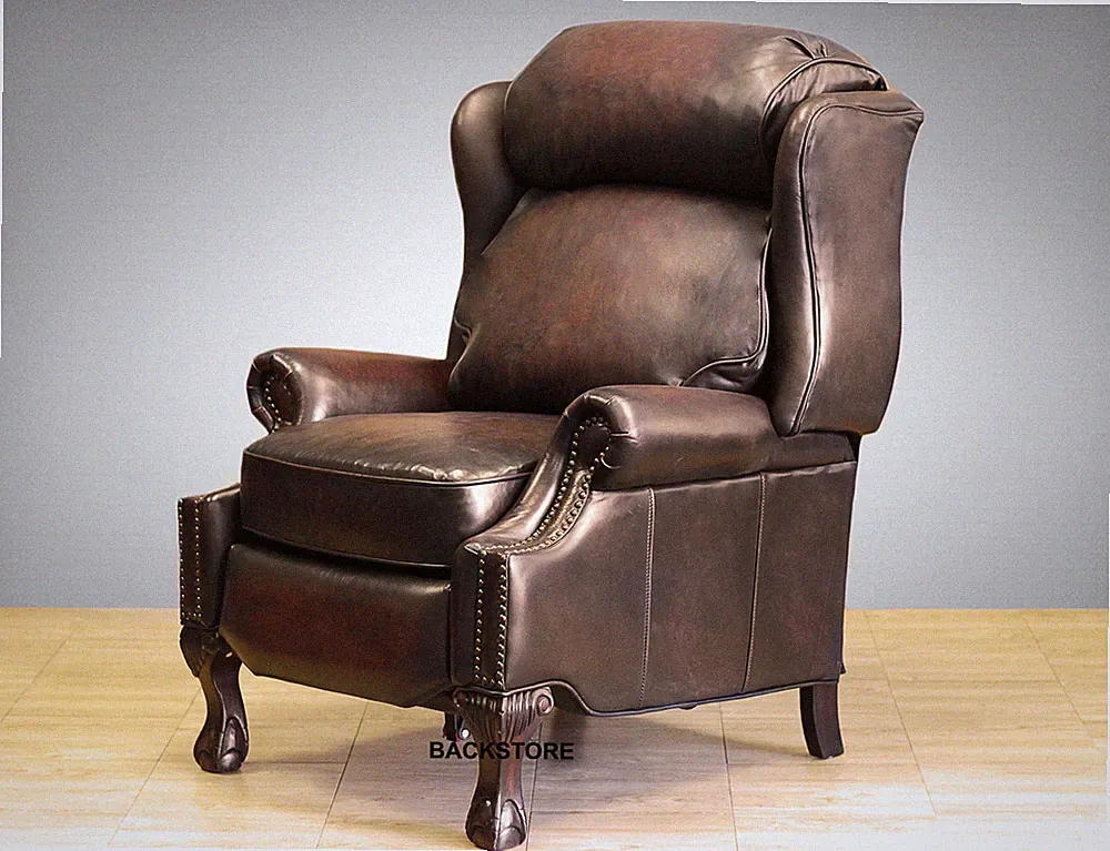NEW Barcalounger Danbury II Genuine Stetson Coffee Leather Recliner Chair