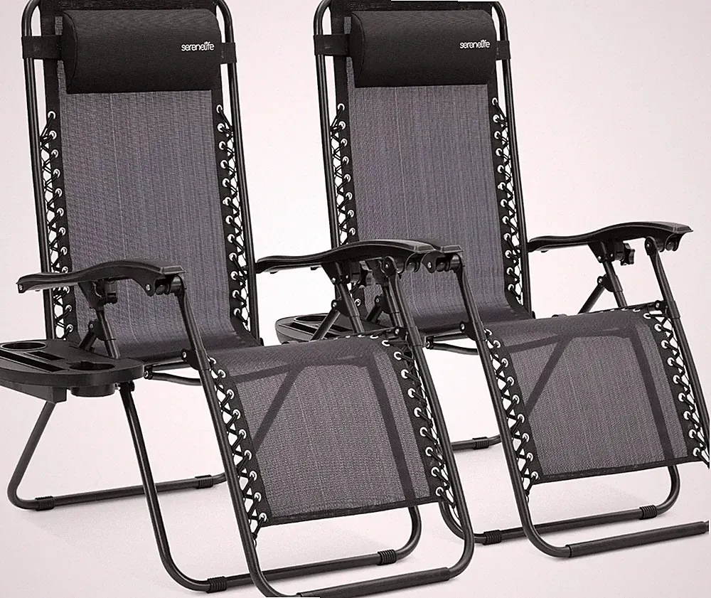 SereneLife 2-Pack Outdoor Zero Gravity Lounge Chairs (SLZGHBLK55) for Patio.....