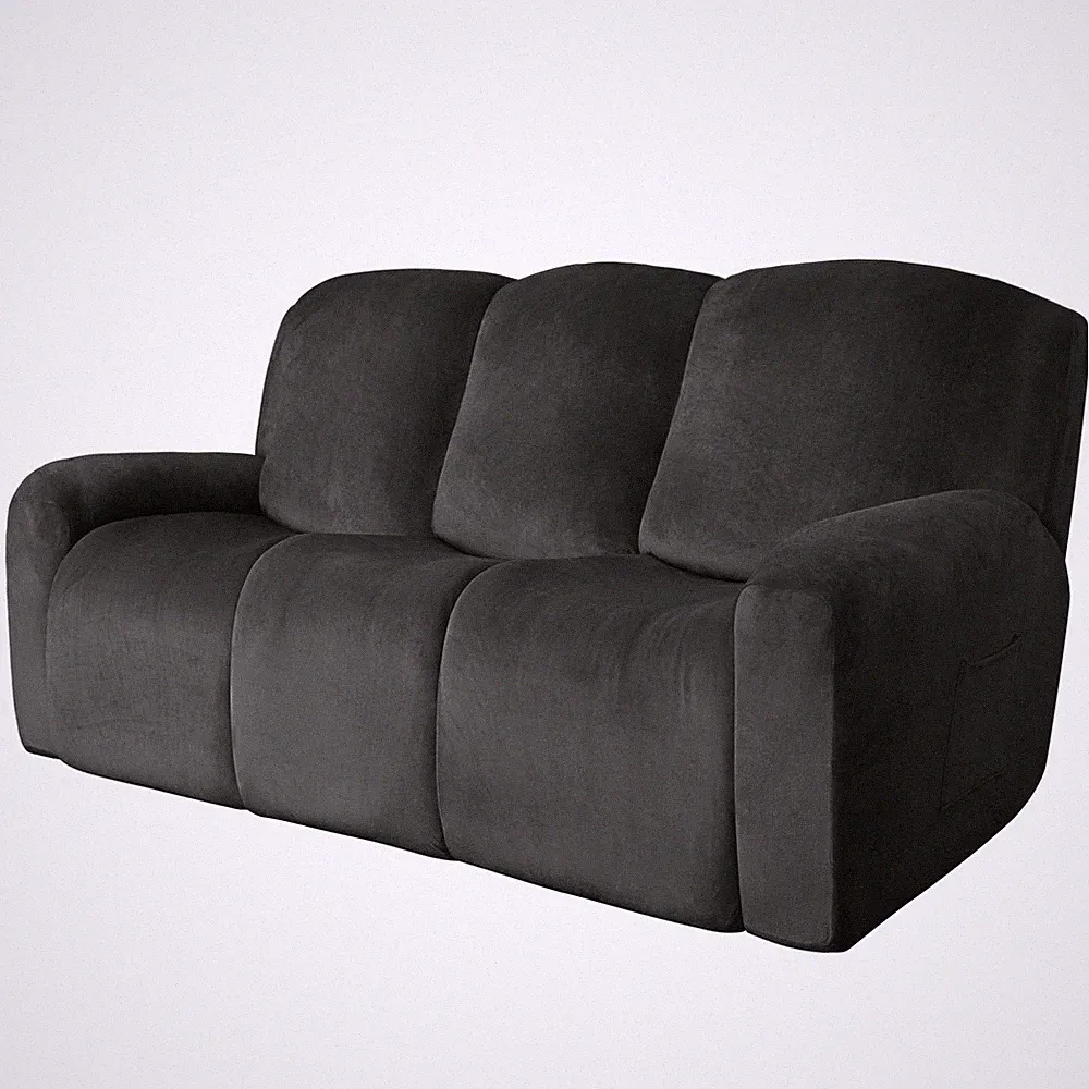 Velvet 8-Pieces Recliner Couch Covers Reclining Couch Covers for 3 Seat Recli...
